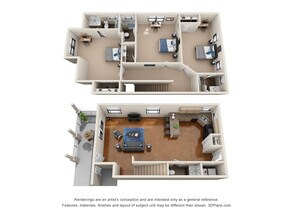 3 Bedroom 3.5 Bath 5201 floor plan